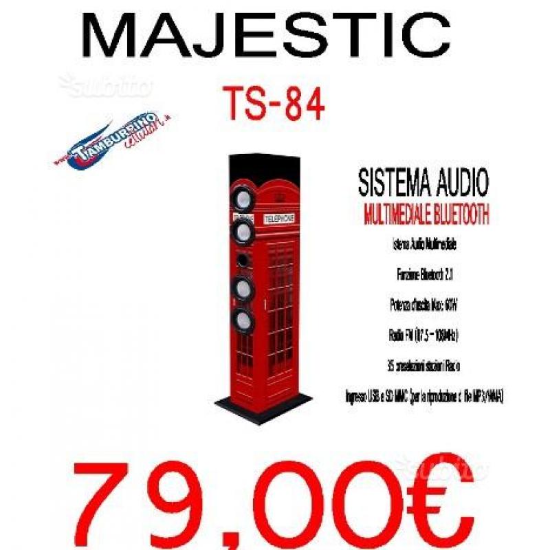 Majestic altoparlanti a torre ts-84 bt usb sd ax