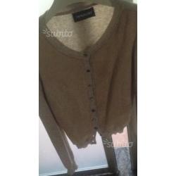 Cardigan con inserti in pelle scamosciata