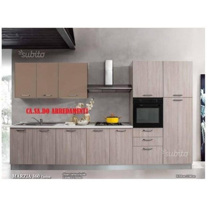 Cucina lineare L.360 cm completa di elettrodomes